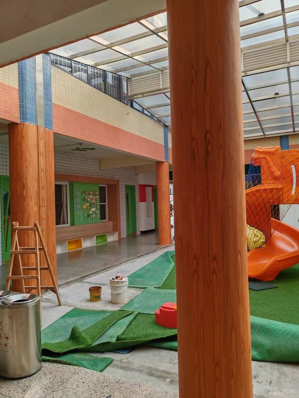 廊架長廊木紋漆，鋼結構金屬面木紋漆，仿木紋漆批發廠家